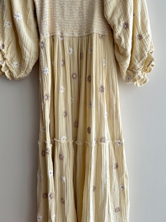 Free People Dahlia Embroidered Maxi Dress, Daisy Butter Yellow, Small - Picture 5 of 16